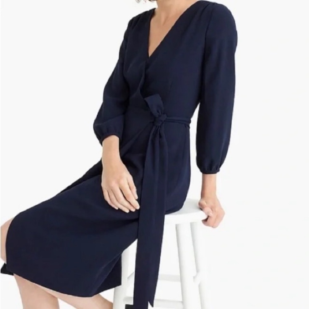 JCREW Wrap Dress in 365 Crepe Navy